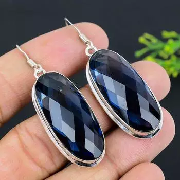 Серьги из стерлингового серебра 925 пробы с натуральным индиколитом и турмалином размером 2,29 дюйма M2Z18