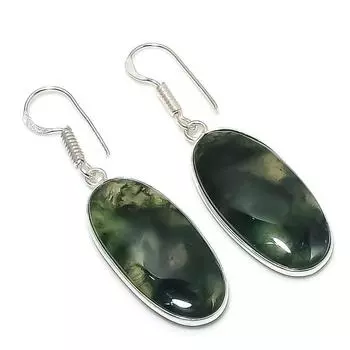 Серьги из стерлингового серебра 925 пробы с натуральным драгоценным камнем пренитом 1,89 дюйма V2d23