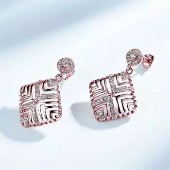 Серьги из стерлингового серебра 925 пробы, полые стрелы с градиентом, висячие серьги с покрытием из розового золота для женщин, изящные ювелирные изделия