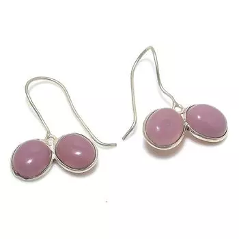 Серьги из стерлингового серебра 925 пробы с натуральным розовым халцедоном 1,18 дюйма t4j40