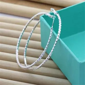 Серьги из стерлингового серебра 925 пробы, модные серьги с волнистым узором, большие серьги 5 см для женщин, свадебные украшения, подарки белый