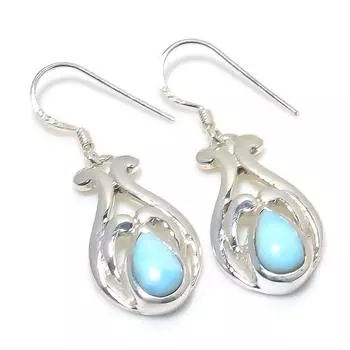 Серьги из стерлингового серебра 925 пробы с драгоценным камнем Natural Republic Larimar 1,25 дюйма i8i40