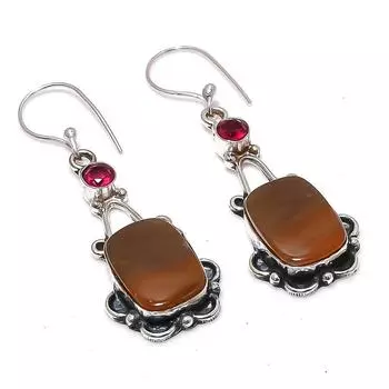 Серьги из стерлингового серебра 925 пробы с натуральным мукаитом и рубиллитом 2,05 дюйма s5B63