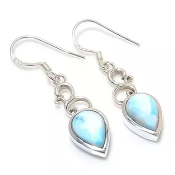 Серьги из стерлингового серебра 925 пробы с драгоценным камнем Natural Republic Larimar 1,50 дюйма u9m34