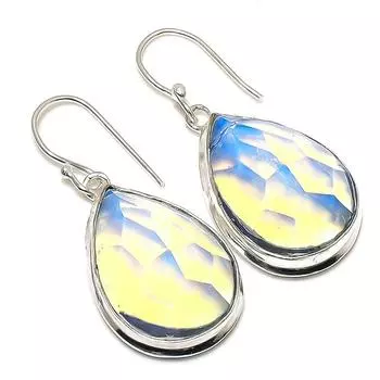 Серьги из стерлингового серебра 925 пробы с натуральным молочным опалом 1,85 дюйма y1G55