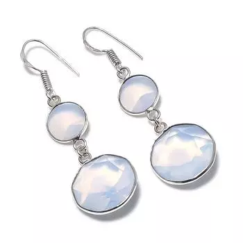 Серьги из стерлингового серебра 925 пробы с натуральным молочным опалом 2,13 дюйма J7H39