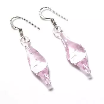 Серьги из стерлингового серебра 925 пробы с натуральным розовым кварцем 1,97 дюйма H4H98