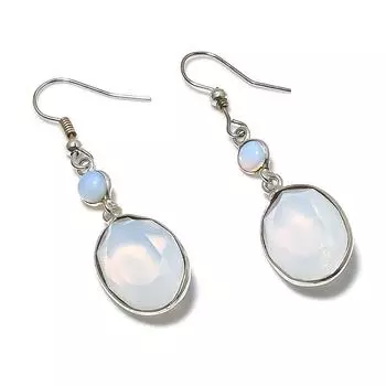 Серьги из стерлингового серебра 925 пробы с натуральным молочным опалом 1,97 дюйма P2j56