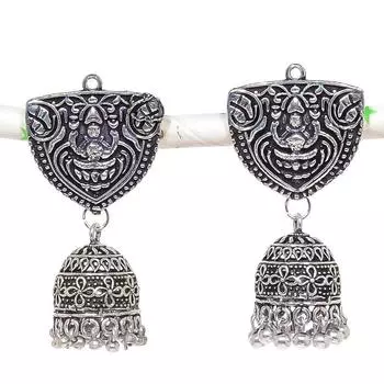 Серьги из стерлингового серебра 925 пробы с натуральным индийским драгоценным камнем Джумки 2,09 дюйма I0i92