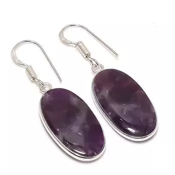 Серьги из стерлингового серебра 925 пробы с натуральным шалфеем и аметистом 1,69 дюйма e4U15