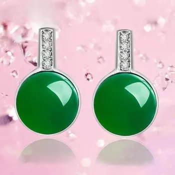 Серьги из стерлингового серебра 925 пробы с халцедоном, женские модные серьги, ракетки для настольного тенниса, милые маленькие серьги, серебряные украшения 925