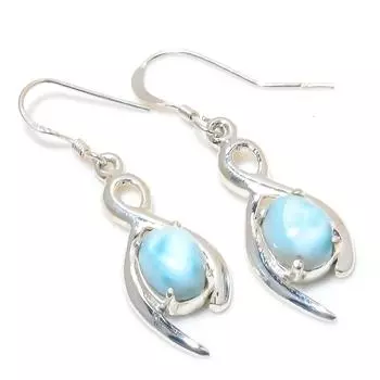 Серьги из стерлингового серебра 925 пробы с драгоценным камнем Natural Republic Larimar 1,75 дюйма Z7Y06