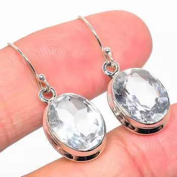 Серьги из стерлингового серебра 925 пробы с натуральным кристаллом, кварцем, 1,25 дюйма u6s95