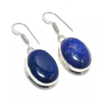 Серьги из стерлингового серебра 925 пробы с натуральным лазуритом 1,58 дюйма e8J86