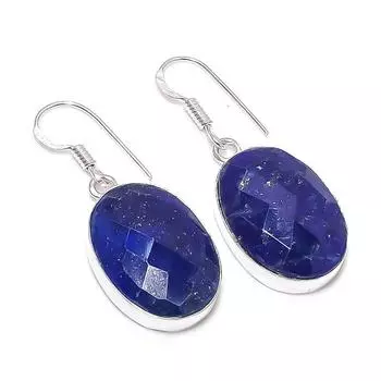 Серьги из стерлингового серебра 925 пробы с натуральным лазуритом 1,58 дюйма G5d21