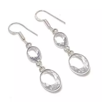 Серьги из стерлингового серебра 925 пробы с натуральным белым топазом 2,01 дюйма e7H85