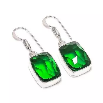 Серьги из стерлингового серебра 925 пробы с натуральным драгоценным камнем перидот 1,38 дюйма L5c19