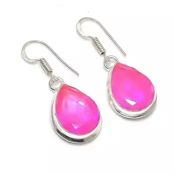 Серьги из стерлингового серебра 925 пробы с натуральным розовым рубиллитом 1,46 дюйма D5S22