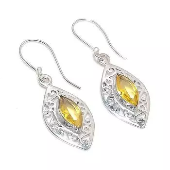 Серьги из стерлингового серебра 925 пробы с натуральным цитрином, ручная работа, 1,73 дюйма f7y95