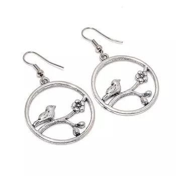 Серьги из стерлингового серебра 925 пробы с натуральными камнями в виде птицы 1,85 дюйма F2r59