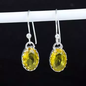 Серьги из стерлингового серебра 925 пробы с драгоценным камнем цитрином, серьги-подвески из серебра в стиле бохо, подарки на День благодарения, подарки для нее 2.16 жёлтый