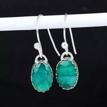 Серьги из стерлингового серебра 925 пробы с изумрудным камнем, серьги-подвески из серебра в стиле бохо, подарки для вечеринок, подарки для нее 2.16 зелёный