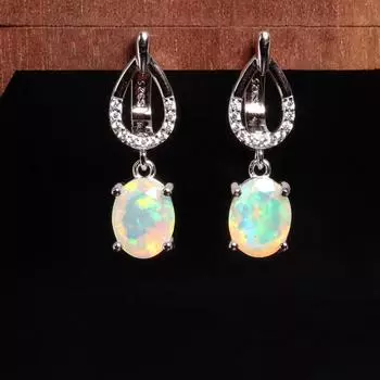 Серьги из стерлингового серебра 925 пробы с натуральным опалом, модный дизайн, легкие роскошные ювелирные украшения, подарок на день рождения для женщин и девочек M белый