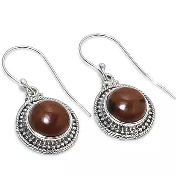 Серьги из стерлингового серебра 925 пробы с натуральным обсидианом красного дерева, 1,25 дюйма, t3v48