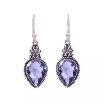 Серьги из стерлингового серебра 925 пробы с иолитом V9005, ярко-синие серьги, серьги в форме груши, подарок на День святого Валентина, подарок для нее, подарок на день рождения, украшения ручной работы, серебро