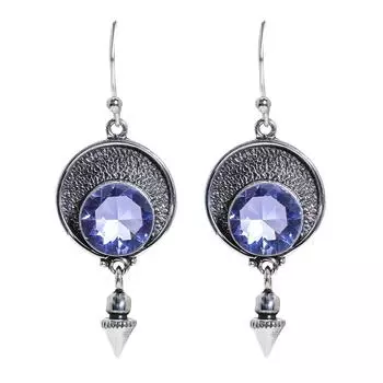 Серьги из стерлингового серебра 925 пробы с иолитом V6834, ярко-синие серьги, круглые серьги, подарок на День святого Валентина, подарок для нее, подарок на день рождения, украшения ручной работы, серебро