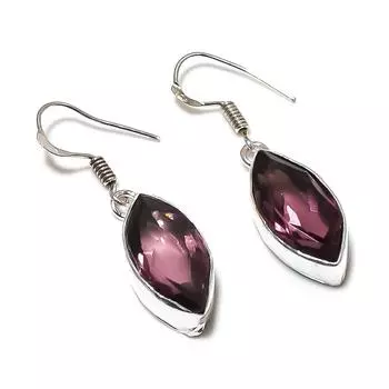 Серьги из стерлингового серебра 925 пробы с натуральным аметистом 1,58 дюйма U4T15