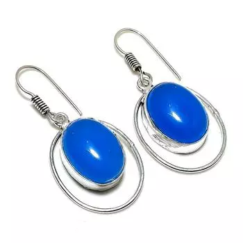 Серьги из стерлингового серебра 925 пробы с натуральным фиолетовым халцедоном 2,05 дюйма j0f61