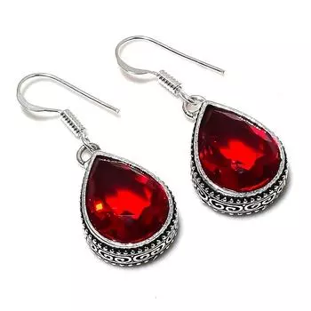 Серьги из стерлингового серебра 925 пробы с натуральным мозамбикским гранатом 1,50 дюйма Z5P89