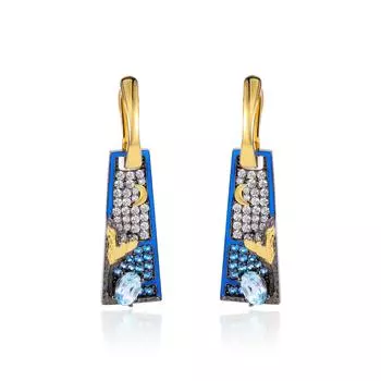 Серьги из стерлингового серебра 925 пробы с сапфиром и натуральным топазом, нишевые квадратные серьги, оригинальный дизайн, красочные серьги-сокровища для женщин 925 silver