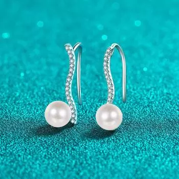 Серьги из стерлингового серебра 925 пробы Mosan с жемчугом, женские серьги с волнистыми рядами