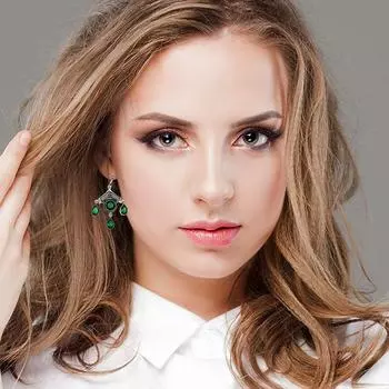 Серьги из стерлингового серебра 925 пробы с драгоценным камнем ручной работы изумруд