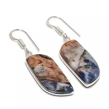 Серьги из стерлингового серебра 925 пробы с натуральным содалитом 1,81 дюйма k9f70