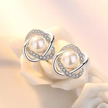 Серьги из стерлингового серебра 925 пробы, новые женские модные украшения, высокое качество, кристалл, циркон, жемчуг, цветок, ретро-продажа, серьги