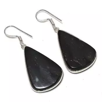 Серьги из стерлингового серебра 925 пробы с натуральным камнем лепидолитом 1,85 дюйма E5W97