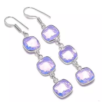 Серьги из стерлингового серебра 925 пробы с натуральным молочным опалом 2,60 дюйма M0q86