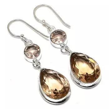 Серьги из стерлингового серебра 925 пробы с натуральным морганитом 2,25 дюйма Q6S98