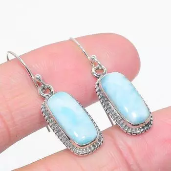 Серьги из стерлингового серебра 925 пробы с драгоценным камнем Natural Republic Larimar 1,25 дюйма j4q52