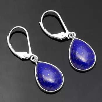 Серьги из стерлингового серебра 925 пробы, серьги с драгоценными камнями лазурит, подарок для нее, дизайнерские серьги, рождественский подарок