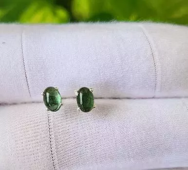 Серьги из стерлингового серебра 925 пробы с натуральным изумрудом и турмалином, подарок A-127