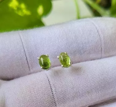 Серьги из стерлингового серебра 925 пробы с натуральным зеленым турмалином, ограненный драгоценный камень, подарок A125