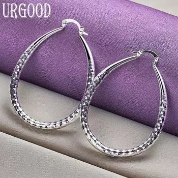 Серьги из стерлингового серебра 925 пробы с бриллиантовой текстурой для свадебной моды 30mm*33mm