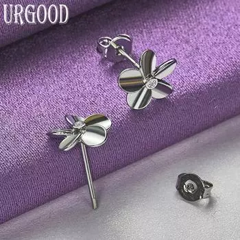 Серьги из стерлингового серебра 925 пробы с пятью листьями и цветком из циркония класса ААА, свадебные украшения с подвесками 0.90*0.90cm