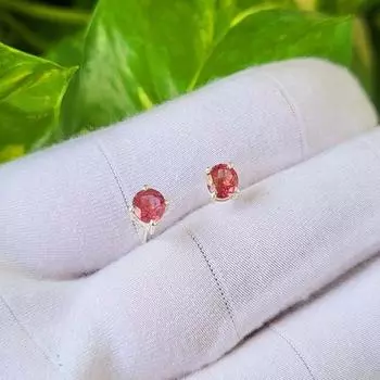 Серьги из стерлингового серебра 925 пробы с натуральным розовым турмалином, ограненный драгоценный камень, подарок A-124