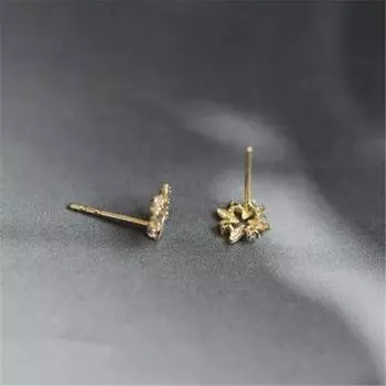Серьги из стерлингового серебра 925 пробы с покрытием из 14-каратного золота, простые инкрустированные кристаллами ветряные серьги, женские изысканные милые студенческие ювелирные изделия золотой
