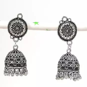 Серьги из стерлингового серебра 925 пробы с натуральным индийским драгоценным камнем Джумки 1,85 дюйма o7d68